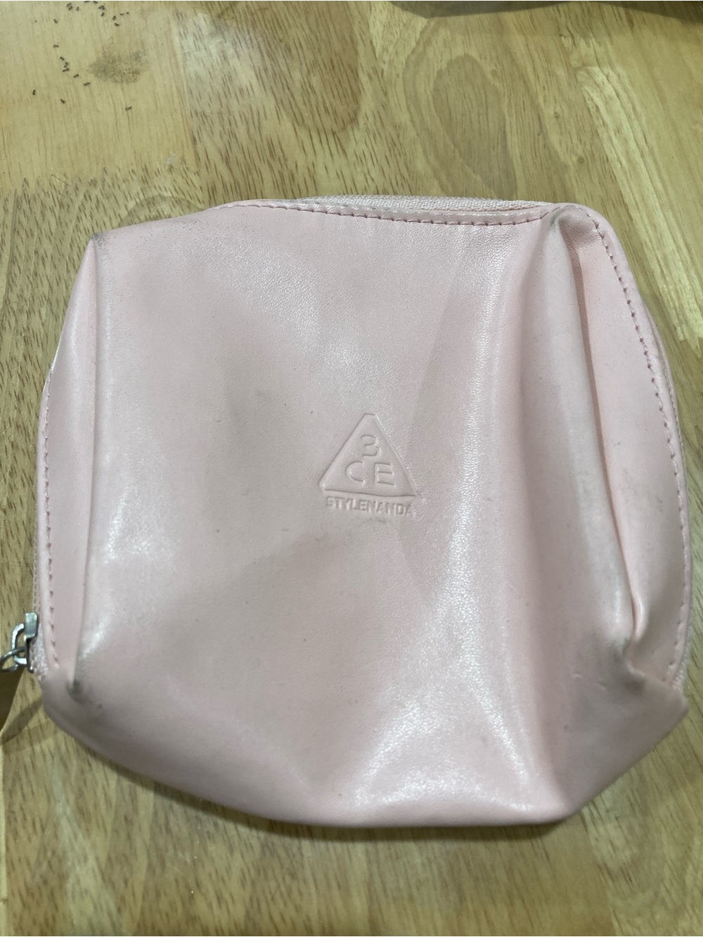 3CE Light Pink Cosmetic Pouch with Zip Closure